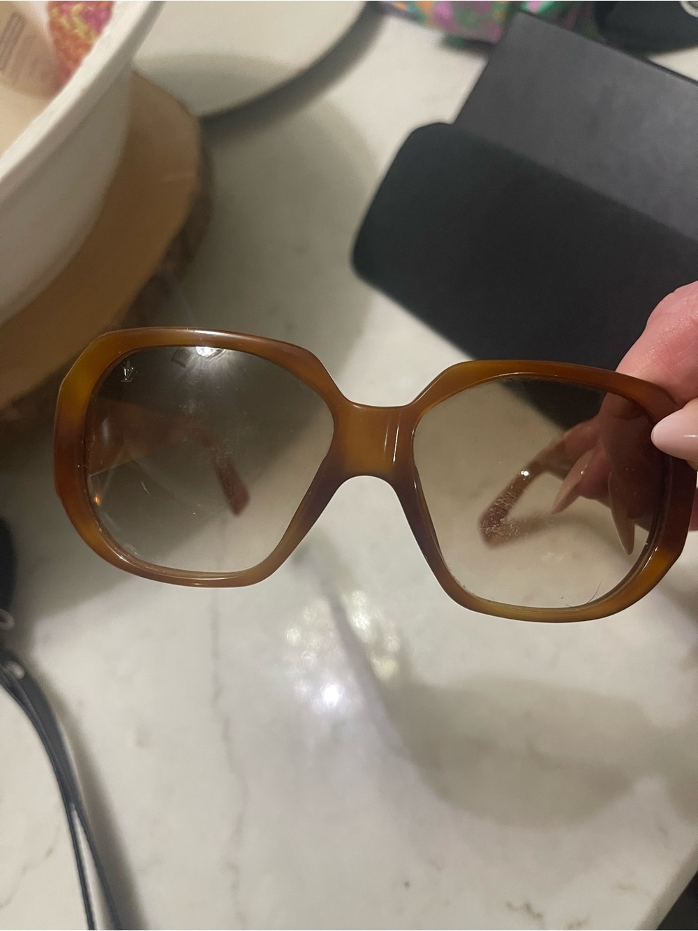 Louis Vuitton Vintage Brown Gradient Oversized Women's Sunglasses
